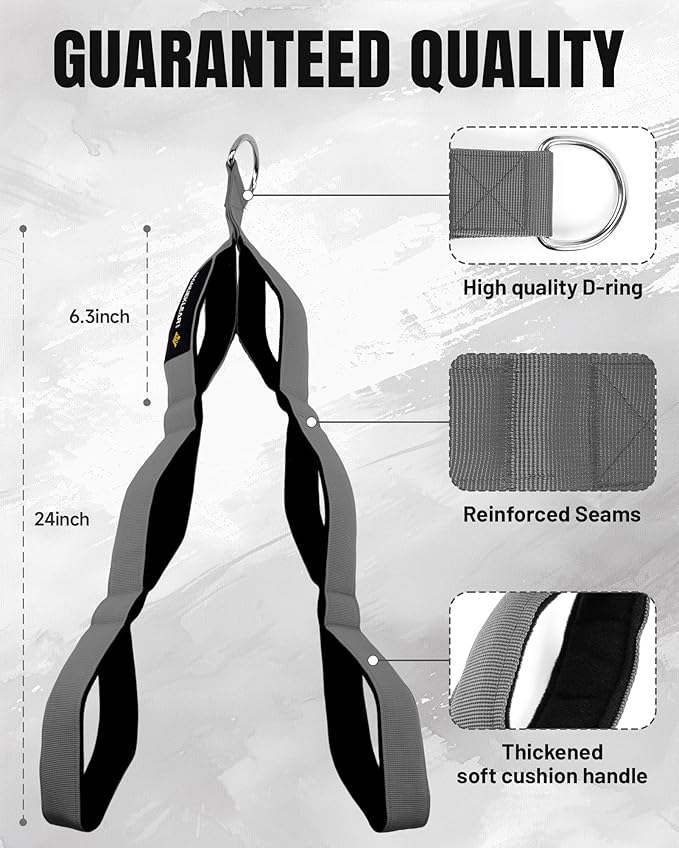 MANUEKLEAR Tricep Rope Cable Attachment Handles, Greater Range of Motion, Tricep Pull Down Rope for Push Downs, Crunches, Facepulls for Professional Gym