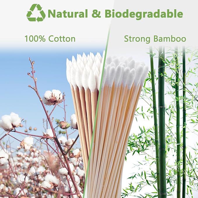 500/200PCS Gun Cleaning Swabs - 6 Inch Long Cotton Swabs - Lint Free, Highly Absorbent Gun Swabs for Precision Gun Cleaning, Applying