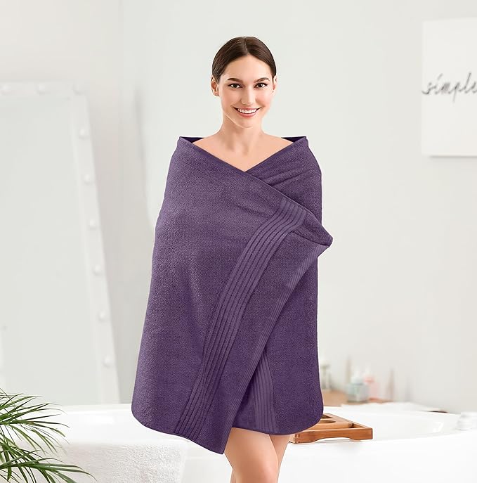 Utopia Towels 4 Pack Bath Towels Set, 27 by 54 Inches, 100% Ring Spun Cotton, Quick Dry, Highly Absorbent, Soft Feel Towels, Perfect for Daily Use, Plum