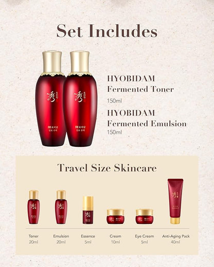 Sooryehan Ginseng Skincare Set - Hyobidam Korean Skin Care Set, Premium Gift Set for Intense Hydration, Firm Skin, Wild Ginseng, 13.53 fl oz