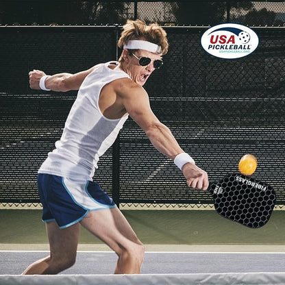 Pickleball Paddles Set of 2 with 4 Balls - USAPA Approved Fiberglass Surface, Lightweight, Non-Slip Grip - Premium Paddle Set for All Skill Levels Indoor & Outdoor