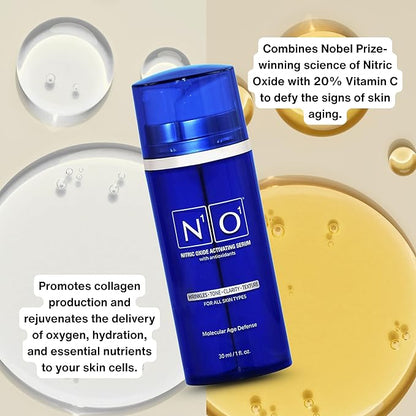 Nitric Oxide Activating Serum with Antioxidants | Hydrating Serum For Face | Decreases Wrinkles | Pore Minimizer | Improves Skin Texture | Helps Dark Spots | 1 Fl Oz, 30ml