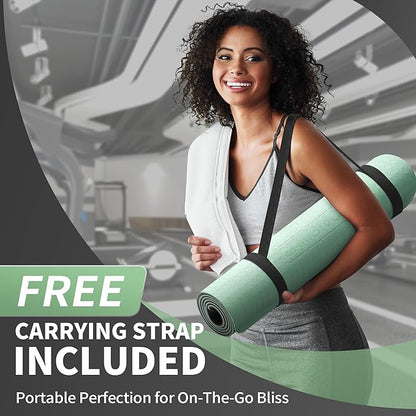 CAMBIVO Yoga Mat for Women Men Kids, 1/3 & 1/4 & 2/5 Inch Extra Thick Yoga Mat Non Slip, 72" x 24" TPE Yoga Mats, Workout Mat with Carrying Strap for Yoga, Pilates and Floor Exercises