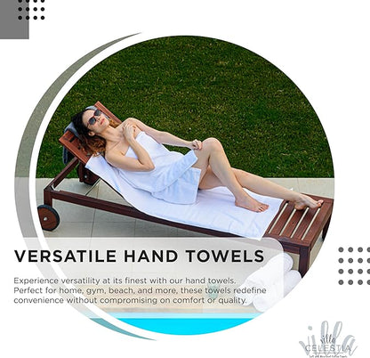 100% Cotton Hand Towel Set of 2, (16 x 28 inches) Sustainable, Soft, Highly Absorbent, Quick Drying, Combed Cotton Hand Towels Pack of 2 Ideal for Hotels, Spa, Bathroom, Dorm, Black