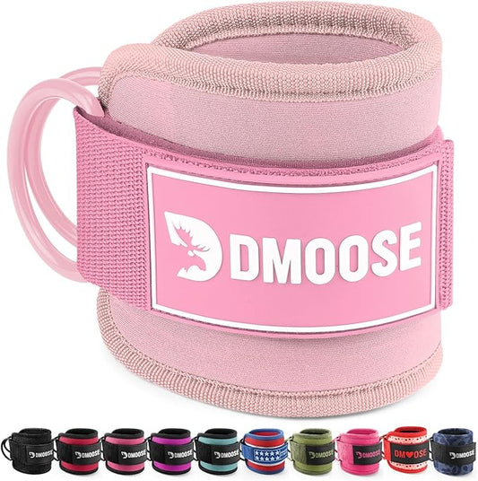 DMoose Fitness Ankle Straps for Cable Machines - One Size Fit with Premium Padding, Glute Kickback Ankle Strap for Women & Men, Cable Attachments for Gym, Booty Workouts, Leg Extension & Hip Abductors