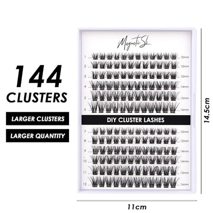 Lash Clusters 144 Pcs Individual Lashes Clusters Eyelash Extensions False Eyelashes DIY Lash Extension Reusable False Eyelashes Natural Look Mix 10-16mm C D Curl-DM06