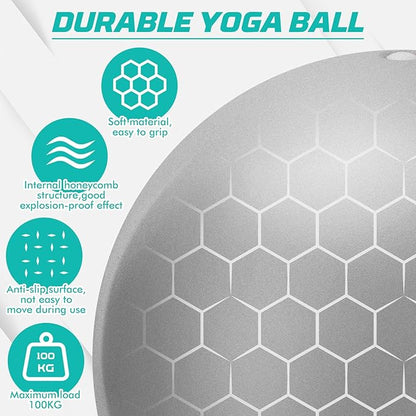 Pilates Ball, 9 Inch Small Exercise Mini Soft Workout Yoga Ball with Exercise Guide, for Home Gym Yoga, Pilates, Core Training, Workout, Balance, Stability