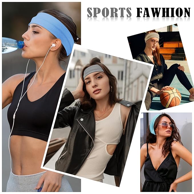 16Pcs Headbands for Women - Multicolor Absorb Sweat Non Slip Absorb Sweat Sports Hair Bands（ Soft Cotton Cloth Stretchy Headbands ）（Suitable for Fitness Yoga Outdoor Exercise ）