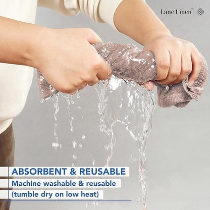 LANE LINEN 100% Cotton Wash Cloths - 12 Pcs - Spa & Salon Quality - Ring Spun Cotton Face Cloths - Soft & Absorbent Washcloths for Body, Beauty, Home, Gym - Fingertip Towels Set - 13"x13", Platinum