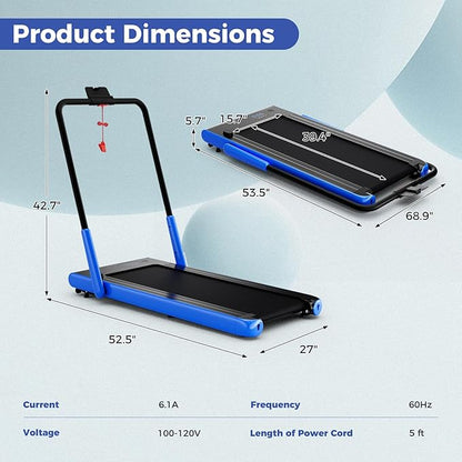 GYMAX Walking Pad Treadmill, 3HP Under Desk Treadmills with 340LBS Capacity, LED Display, Remote & APP Control, 3 in 1 Portable Compact Running Jogging Machine for Home Office Gym Exercise