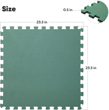 Home Gym Mat, Puzzle Exercise Mat, EVA Interlocking Foam Floor Tiles for Home Workout Equipment and Kids' Play Areas - Blue, 24 in x 24 in x ½ in - (Green, 32 Pack(128 SQ FT))