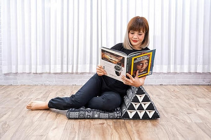 Leewadee 1-Fold Mat with Triangle Cushion – Comfortable TV Pillow, Foldable Mattress with Cushion Made of Kapok, 30 x 20 inches, Black