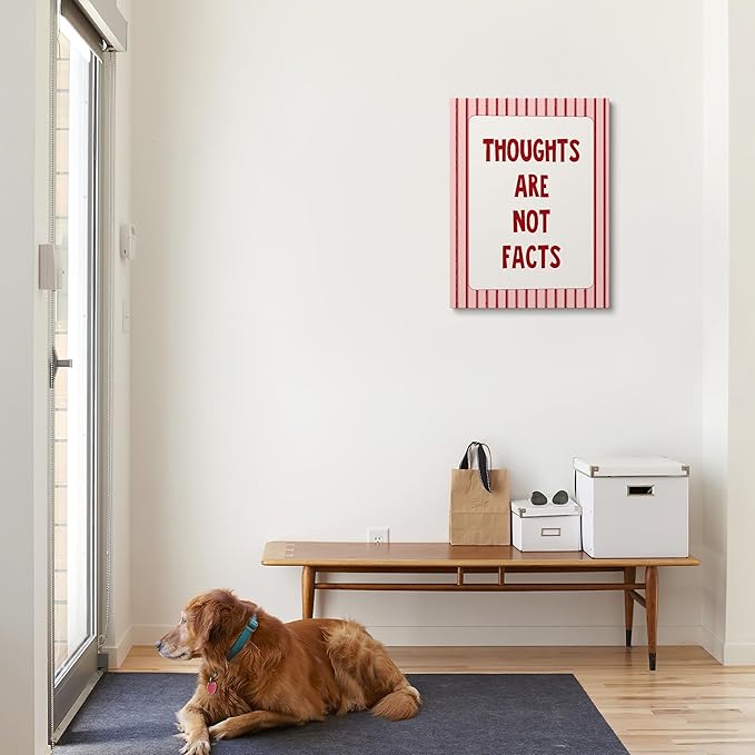 XWELLDAN Pink Mental Health Thoughts Are Not Facts Framed Canvas Wall Art Decor, Mental Health Therapy Psychologist Counselor Office Decor, 11x14 Inches