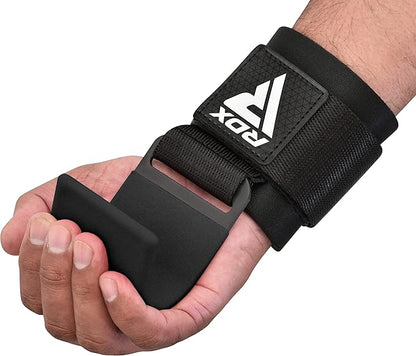 RDX Weight Lifting Hooks for Deadlifting (Pair) - 600Lbs Capacity - 8MM Neoprene Wrist Support Wraps - Grip Enhancer for Pull Ups Lat Pulldowns Rows - Adjustable Gym Workout Power Straps for Men Women