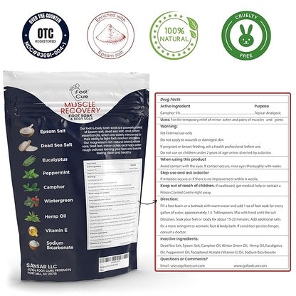 Premium Epsom Salt Foot Soak - Tea Tree Oil Foot Soak for Athletes - Relaxing Foot Bath with Fungal Support - Foot Soaking Salts & Oils - Soothing for Tired Feet & Calluses - Refreshing Spa Experience