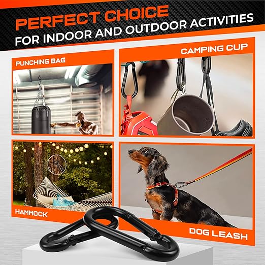 12Pcs 2In Spring Snap Hooks, Utility Hook Clip, Heavy Duty Rope Connector, Quick Link Snap Hooks for Indoor and Outdoor, Hanging, Camping, Fishing, Hiking (12Pcs 2In)