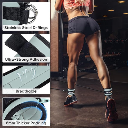 APEXUP Ankle Strap for Cable Machine, Ankle Resistance Bands, Cable Kick Back Straps for Gym, Glute Workouts, Leg Extensions, Adjustable Straps with Neoprene Padding