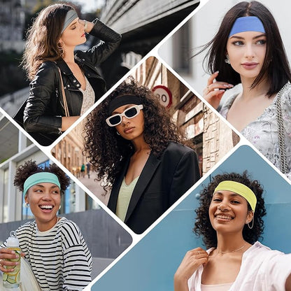 16Pcs Headbands for Women - Multicolor Absorb Sweat Non Slip Absorb Sweat Sports Hair Bands（ Soft Cotton Cloth Stretchy Headbands ）（Suitable for Fitness Yoga Outdoor Exercise ）