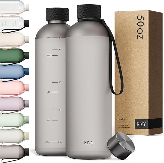 KIVY Tritan Water Bottle 2nd Generation (Ash Black, 50oz)