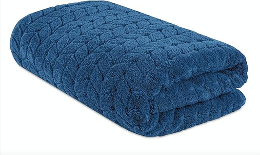 BAGNO MILANO Turkish Bath Towels, Soft Plush Jacquard Luxury Bath Towels, Quick Dry Towel Set (Petrol Blue, Bath Sheet)