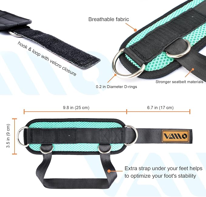 VAIIO Ankle Straps for Cable Machines,Adjustable Comfort fit Neoprene, Reinforce Double D-Ring - Premium Ankle Cuffs to Improve Abdominal Muscles, Lift The Butts, Tone The Legs for Men & Women