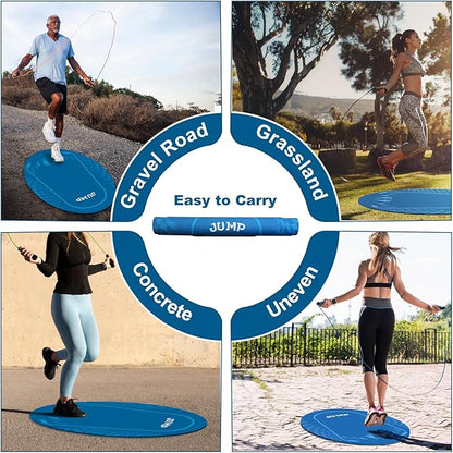 Jump Rope Mat Outdoor Indoor, Oval 52'' x 36'' Non-slip Fitness Exercise Mat, 5mm Shock Absorption Extra Thick Design, Suitable for Home Gym Floor, Concrete Jump Roping