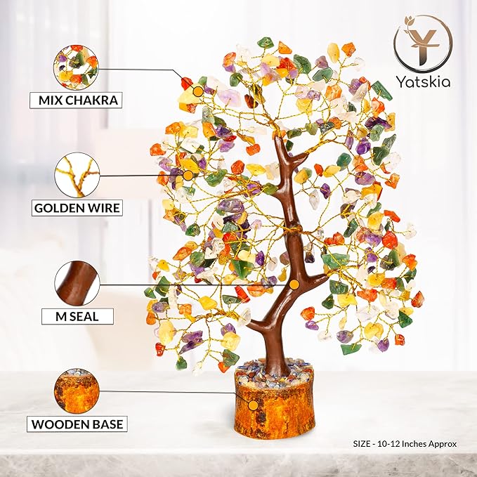 Chakra Tree - Crystal Tree - Stones and Crystals - Spiritual Decor - Good Luck Charms - Meditation Decor - Feng Shui Decor - Crystal Gifts for Women - Chakra Stones - Feng Shui Decor - Reiki Decor