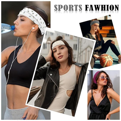 16Pcs Headbands for Women - Multicolor Absorb Sweat Non Slip Absorb Sweat Sports Hair Bands（ Soft Cotton Cloth Stretchy Headbands ）（Suitable for Fitness Yoga Outdoor Exercise ）