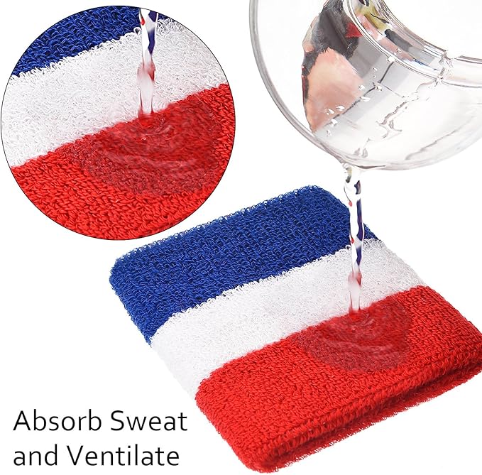 WILLBOND 3 Pcs Sweatbands Set 80s 90s Neon Sports Headband Tennis Striped Sweat Band Sports Competitions Games for Men Women Party Supplies