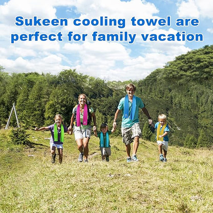[4 Pack] Cooling Towel (40"x12"),Ice Towel,Soft Breathable Chilly Towel,Microfiber Towel for Yoga,Sport,Running,Gym,Workout,Camping,Fitness,Workout & More Activities (Dark Grey/Pink/Green/Light Blue)
