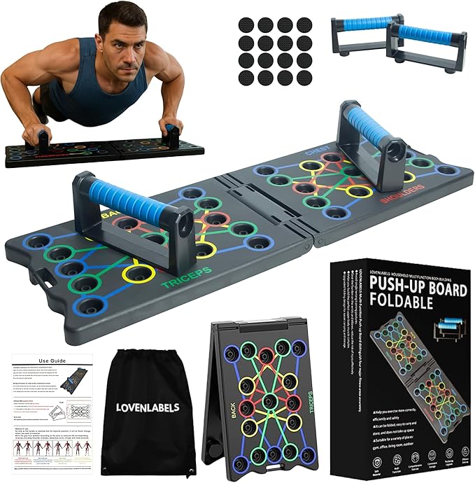 Foldable Push-up Board | Workout Equipment for Strength Training & Bodyweight Exercises | Fitness Equipment for Men & Women | Portable Exercise Equipment for Home Gym & Calisthenics