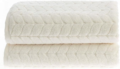 BAGNO MILANO Turkish Bath Towels, Soft Plush Jacquard Luxury Bath Towels, Quick Dry Towel Set (Cream, 2 pcs Bath Towel Set)