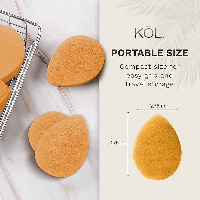 KOL Face Scrubber, Citrus and Vitamin C Infused Exfoliating Facial Cleansing Pads, Disposable Exfoliator Face Sponge for Daily Cleaning and Makeup Removal, 6 Count