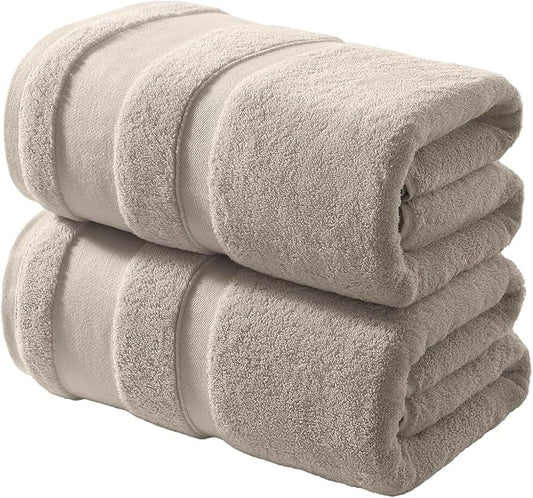 REDKISS 100% Cotton Bath Towels Set of 2, Extra Large Bath Sheets 35 X 70 Inches, 800 GSM, Quick Dry, Ultra Soft & Super Absorbent Bathroom Towel Sets for Bathroom, Gym, Spa, Pool & Hotel, Camel