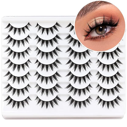 Losha Lashes Spiky Manga Lashes 14 Pairs Wispy False Eyelashes 8D Soft Anime Eye Lashes Natural Fluffy Asian Fake Eyelashes (Manga-14P)