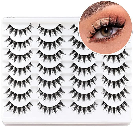 Losha Lashes Spiky Manga Lashes 14 Pairs Wispy False Eyelashes 8D Soft Anime Eye Lashes Natural Fluffy Asian Fake Eyelashes (Manga-14P)