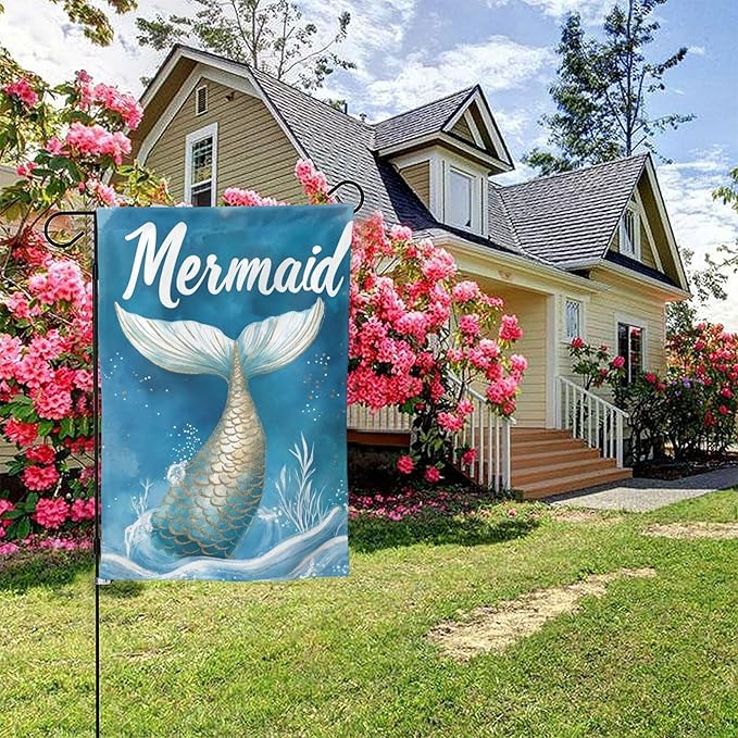 Mermaids Garden Flag 12x18 In Double Sided Yard Flags Lawn Sign Decor No Flagstand
