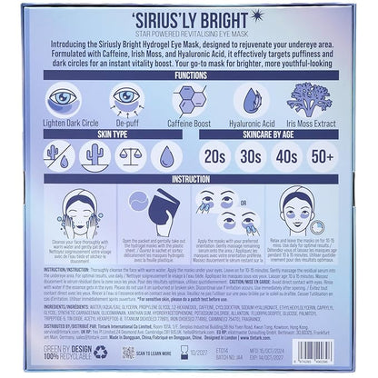 SIRIUS'LY BRIGHT Under Eye Patches 28 Pairs, Reduce Dark Circles Puffiness Bags, Rejuvenate Eye Mask, Eye Gel Pads with Caffeine Boost, Hyaluronic acid, Iris Moss Extract, Gifts for Women and Men