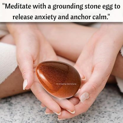 Amazing Gemstone Red Goldstone Crystal Yoni Egg, 2 Inches - Premium Crystals and Healing Stones Yoni Egg for Pelvic Floor Health, Natural Healing Crystal Eggs for Meditation and Stress Relief