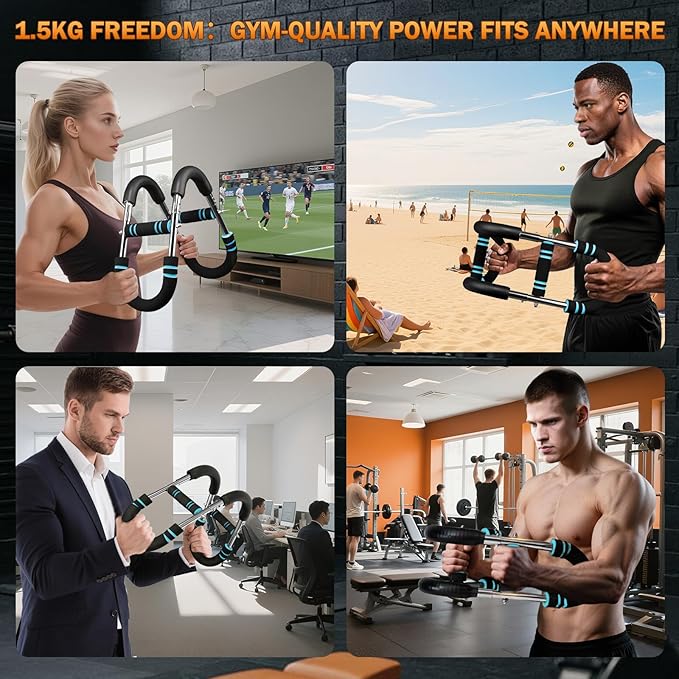 Twister Arm Trainer, Adjustable Chest Workout Equipment, Anti-Slip Grips & Double-Spring Safety, Arm Trainer for Men/Women, Portable Home Fitness Equipment