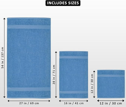 Utopia Towels 8 Piece Premium Towel Set, 2 Bath, 2 Hand, and 4 Wash Cloths, 600 GSM 100% Ring Spun Cotton, Highly Absorbent Towels for Bathroom, Gym, Hotel, and Spa, Electric Blue