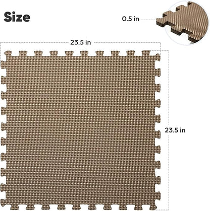 Home Gym Mat, Puzzle Exercise Mat, EVA Interlocking Foam Floor Tiles for Home Workout Equipment and Kids' Play Areas -, 24 in x 24 in x ½ in, Brown 36 Tiles