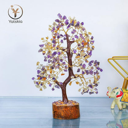 YATSKIA Citrine Crystal - Amethyst Tree, Tree of Life Decor, Healing Crystals, Chakra Gifts, Crystal Money Tree, Gemstone Tree, Tree of Life Decor, Home Decor Gifts, Arbol De La Abundancia