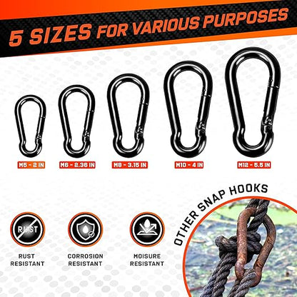 12Pcs 2In Spring Snap Hooks, Utility Hook Clip, Heavy Duty Rope Connector, Quick Link Snap Hooks for Indoor and Outdoor, Hanging, Camping, Fishing, Hiking (12Pcs 2In)
