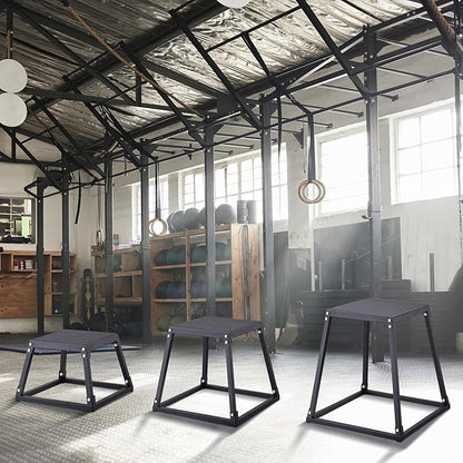 VEVOR Plyometric Jump Box, 18 Inch Plyo Box, Steel Plyometric Platform and Jumping Agility Box, Anti-Slip Fitness Exercise Step Up Box for Home Gym Training, Conditioning Strength Training