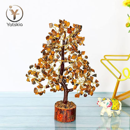 YATSKIA Tiger Eye Crystal - Tree of Life, Healing Crystals, Crystals and Gemstones, Crystal Bonsai Tree, Crystal Tree for Positive Energy, Home Decor