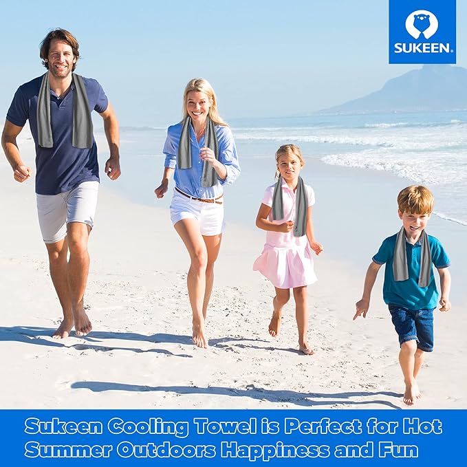 Sukeen [4 Pack Cooling Towel (40"x12"),Ice Towel,Soft Breathable Chilly Towel for Yoga,Sport,Running,Gym,Workout,Camping,Fitness,Workout & More Activities