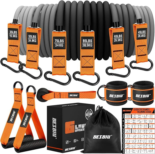 Heavy Resistance Bands for Working Out, 300lbs/360lb/420lb Exercise Bands Workout Bands with Handles, Door Anchor, Ankle Straps, Home Gym Workout Equipment for Men Fitness Strength Training Stretching