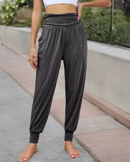 2 Pack Women's Yoga Joggers, Cozy Sweatpants with Pockets Casual Loose Comfy High Waisted Lounge Pants