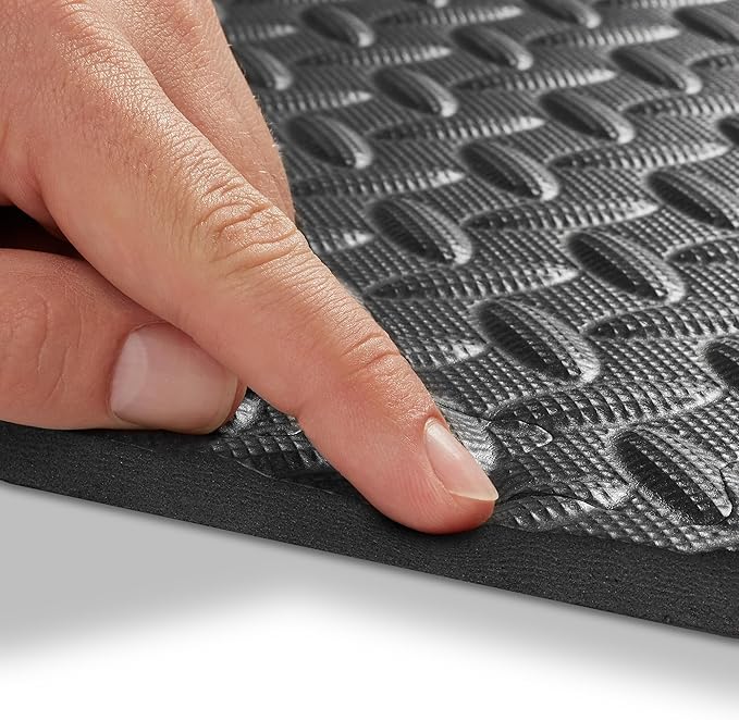 Philosophy Gym Pack of 12 Exercise Flooring Mats - 12 x 12 Inch Foam Rubber Interlocking Puzzle Floor Tiles - Black